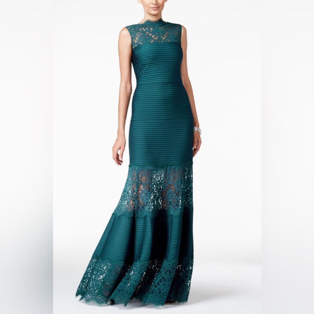 NWT Tadashi Shoji Pintuck Jersey Boatneck Gown in Starry Night